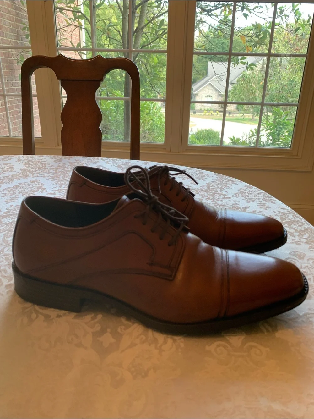 Johnston & Murphy Men's Brown Leather Cap-Toe Derbys